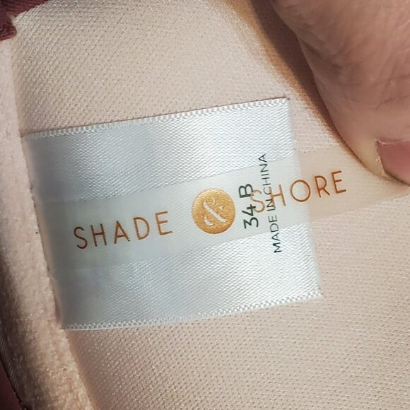 Shade & Shore Floral Eyelet Overlay Bikini Top size 34B Padded Push-up Tie Back - Picture 10 of 11